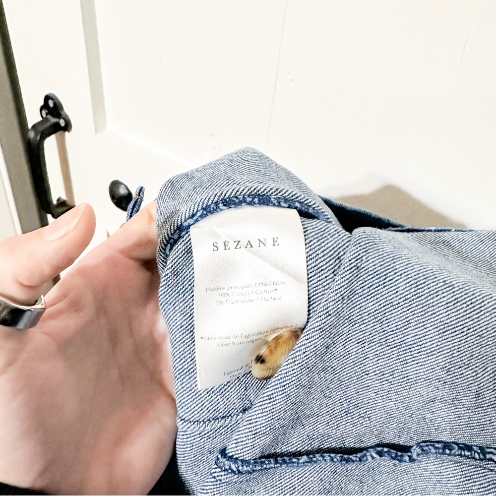 Sezane Alison Mini Skirt Denim Jean Blue Size 36 US 4 - Picture 4 of 7